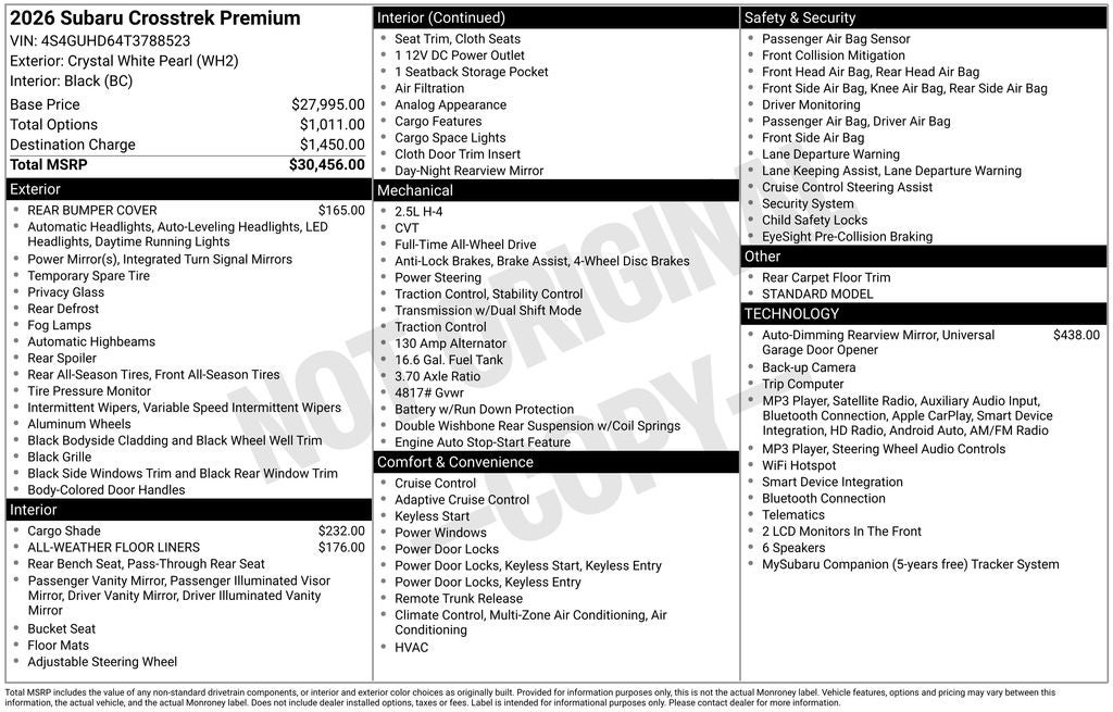 2026 Subaru CROSSTREK Premium