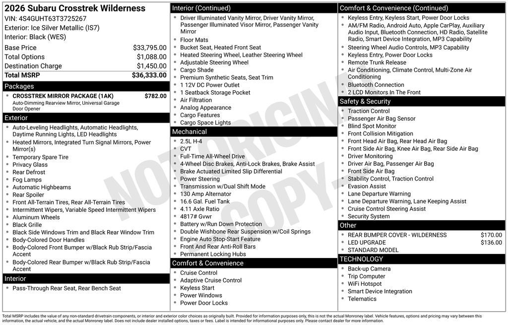 2026 Subaru CROSSTREK Wilderness