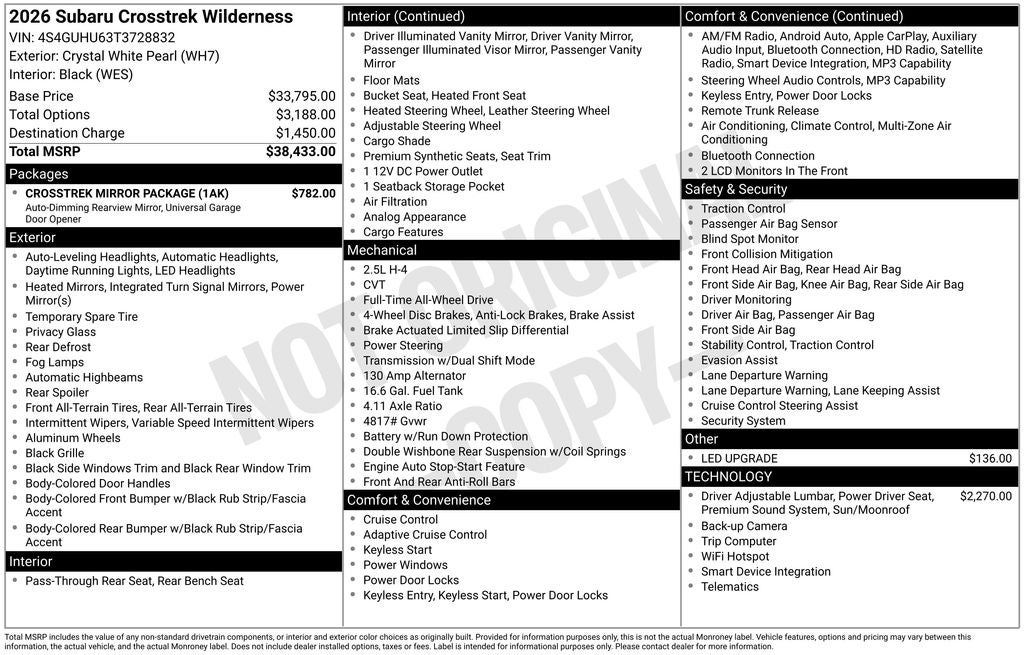2026 Subaru CROSSTREK Wilderness