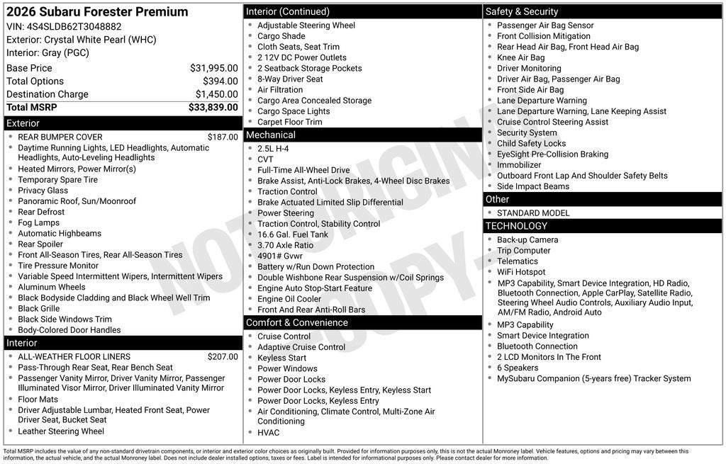 2026 Subaru FORESTER Premium