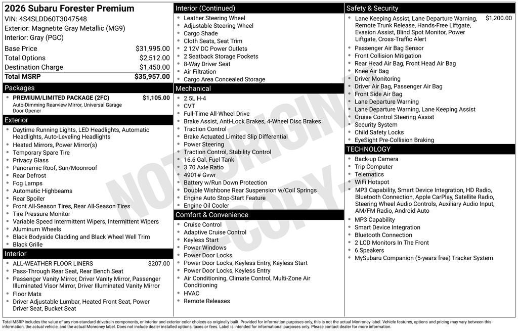 2026 Subaru FORESTER Premium