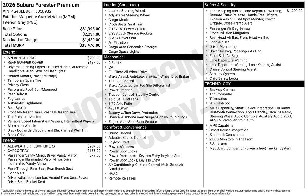 2026 Subaru FORESTER Premium