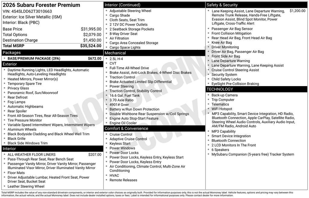 2026 Subaru FORESTER Premium