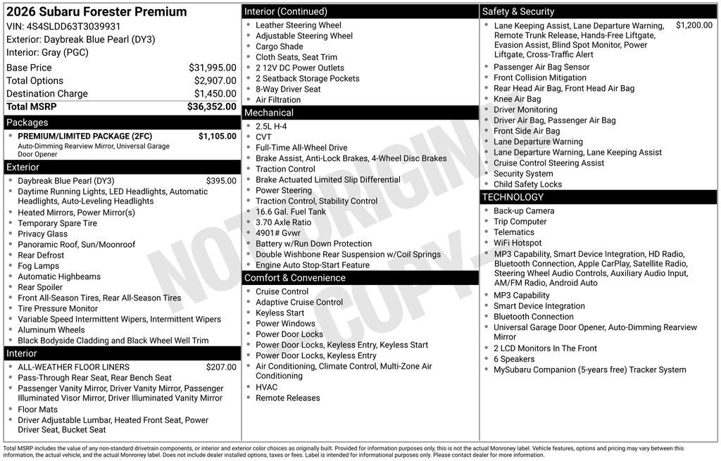 2026 Subaru FORESTER Premium