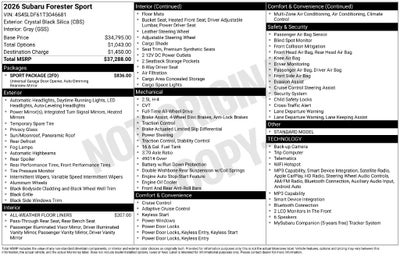 2026 Subaru FORESTER Sport