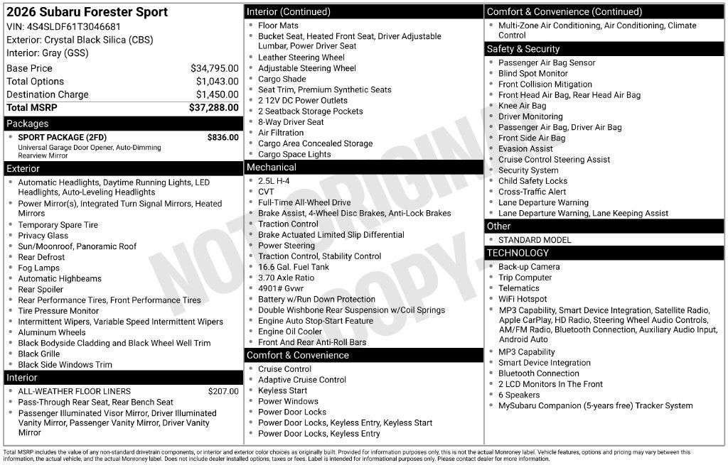 2026 Subaru FORESTER Sport