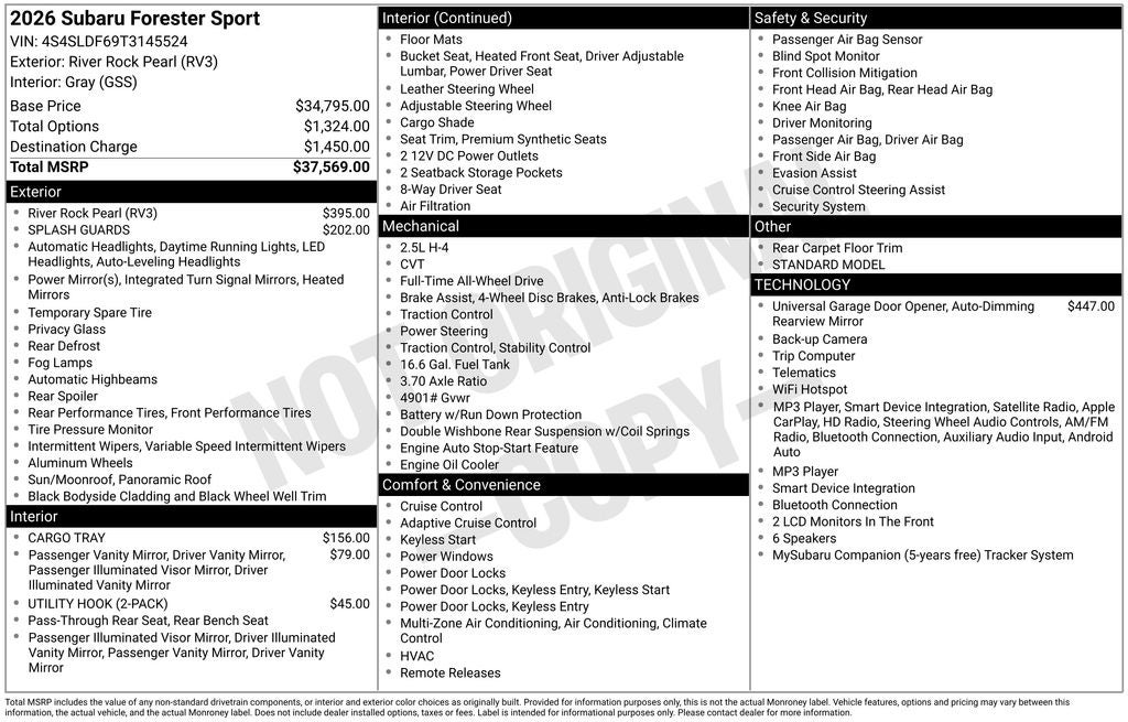 2026 Subaru FORESTER Sport