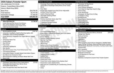 2026 Subaru FORESTER Sport Onyx Edition
