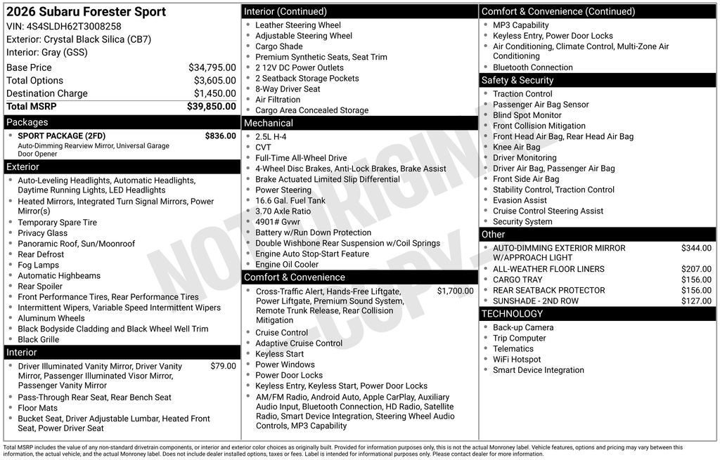 2026 Subaru FORESTER Sport