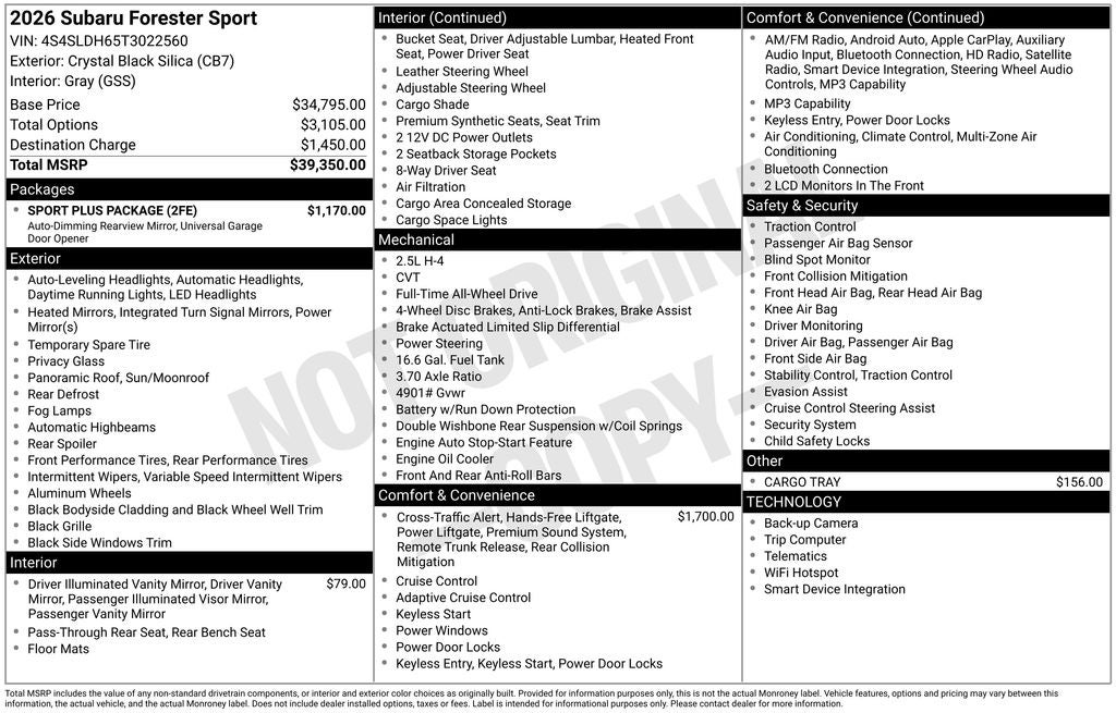 2026 Subaru FORESTER Sport