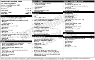 2026 Subaru FORESTER Sport
