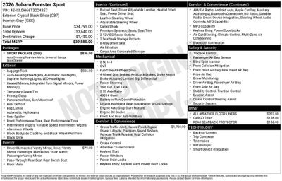 2026 Subaru FORESTER Sport