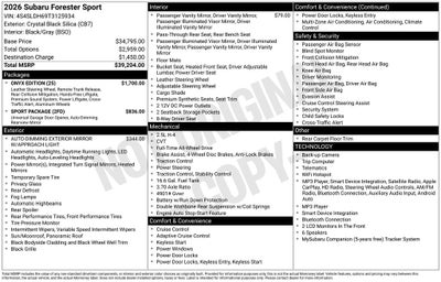 2026 Subaru FORESTER Sport Onyx Edition