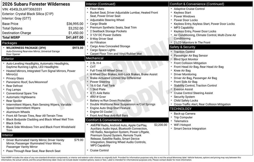 2026 Subaru FORESTER Wilderness