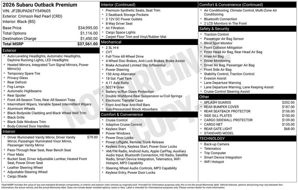2026 Subaru OUTBACK Premium