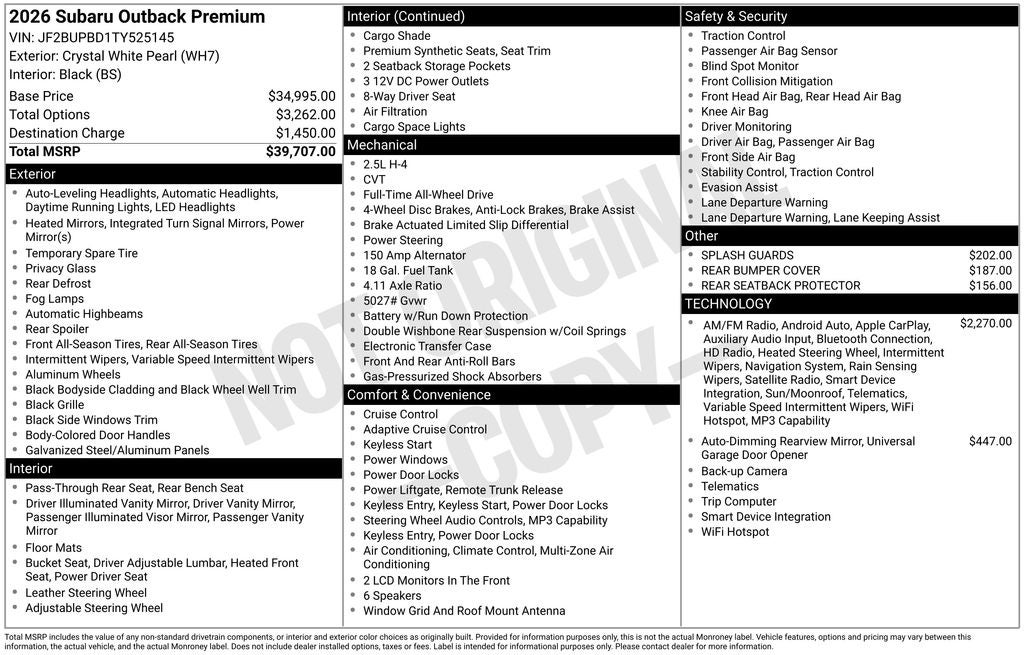 2026 Subaru OUTBACK Premium