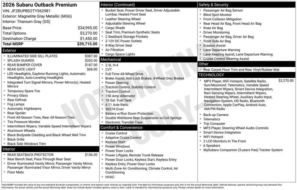2026 Subaru OUTBACK Premium