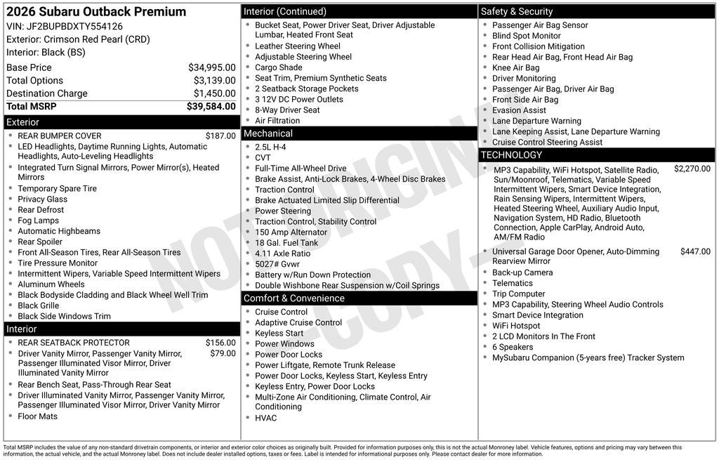 2026 Subaru OUTBACK Premium