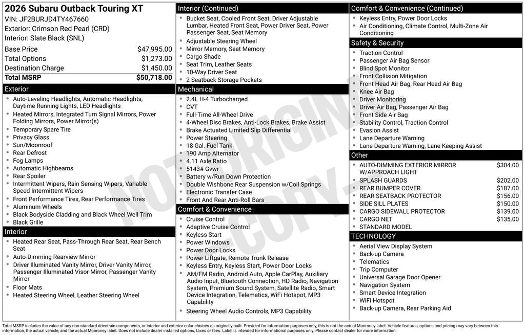 2026 Subaru OUTBACK Touring XT