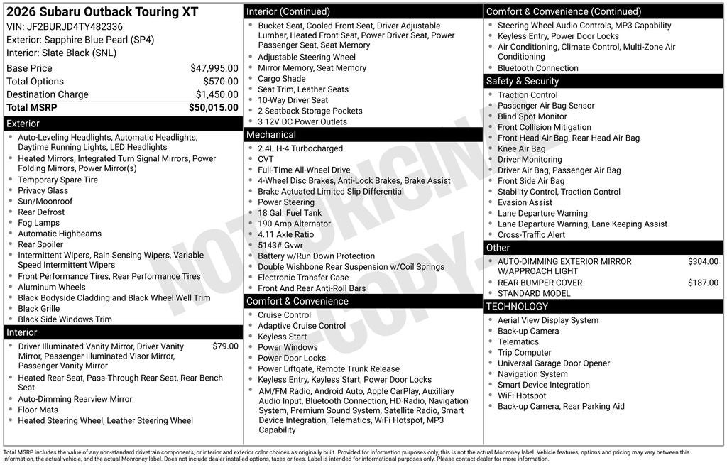 2026 Subaru OUTBACK Touring XT