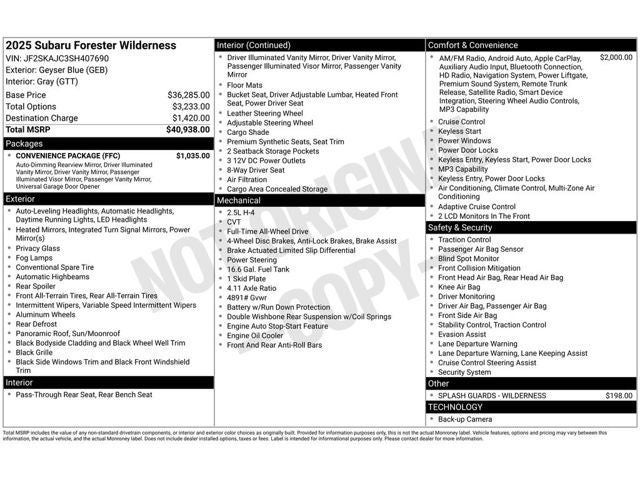 2025 Subaru FORESTER Wilderness