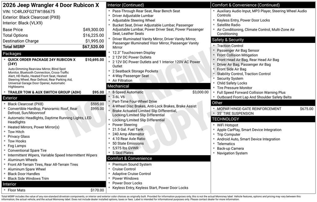 2026 Jeep Wrangler Rubicon X
