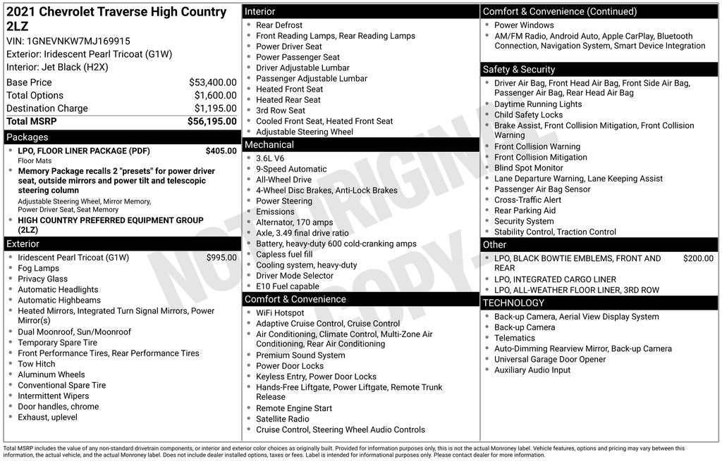 2021 Chevrolet Traverse High Country