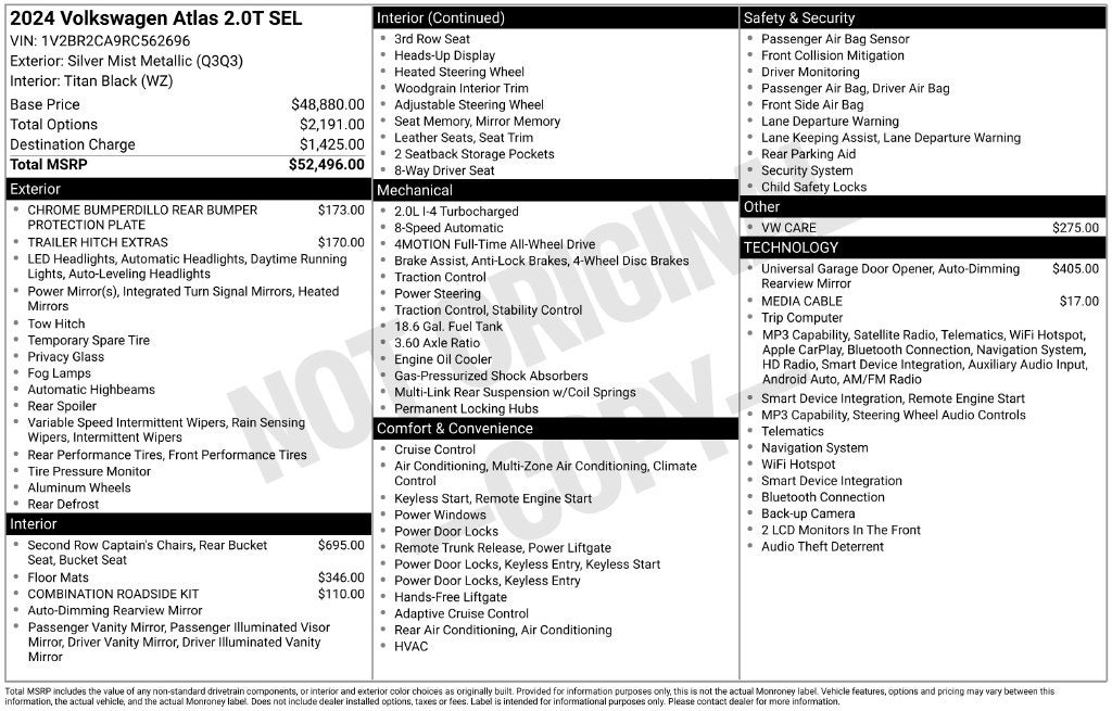 2024 Volkswagen Atlas 2.0T SEL