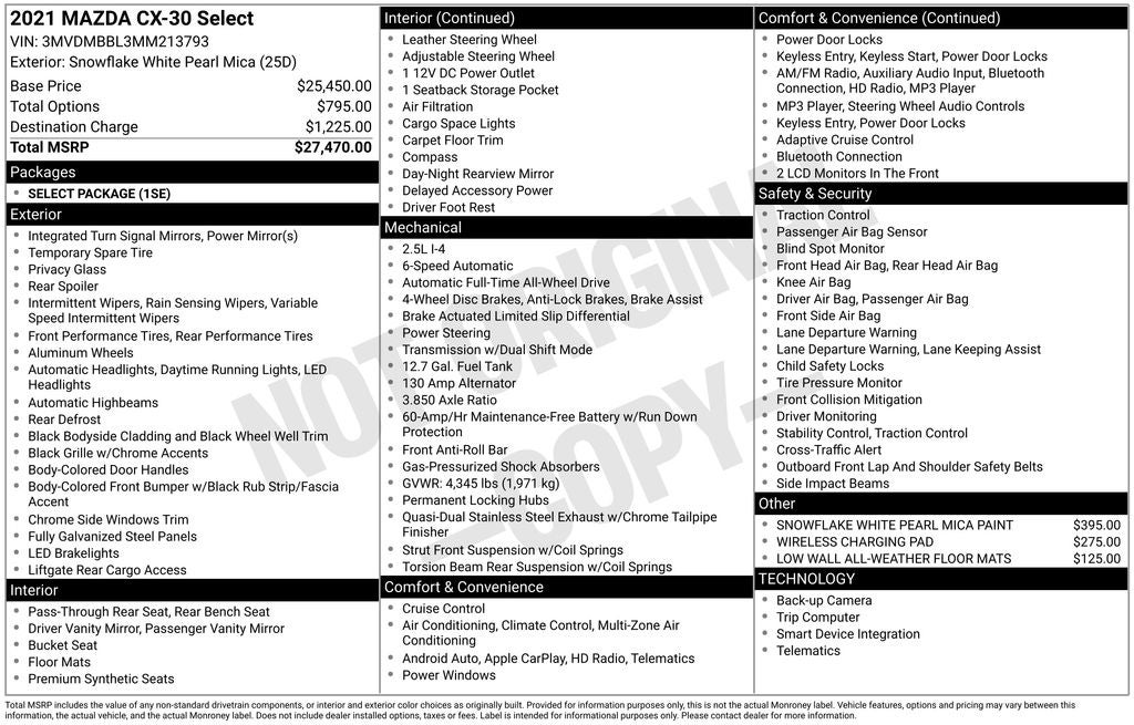 2021 Mazda Mazda CX-30 Select