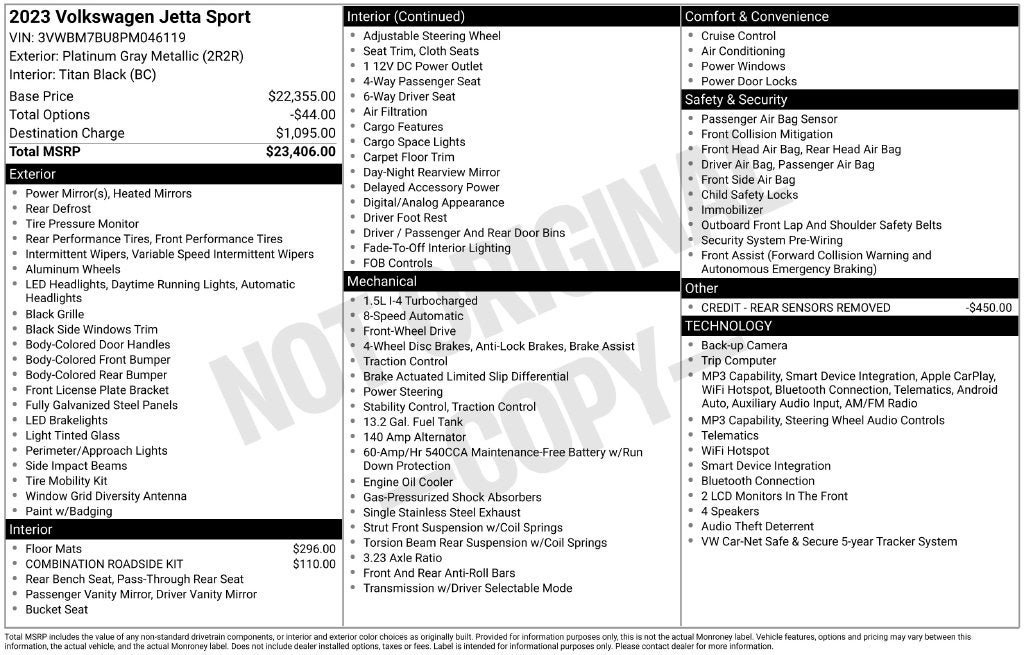 2023 Volkswagen Jetta 1.5T Sport