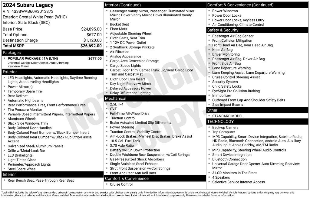 2024 Subaru Legacy Base