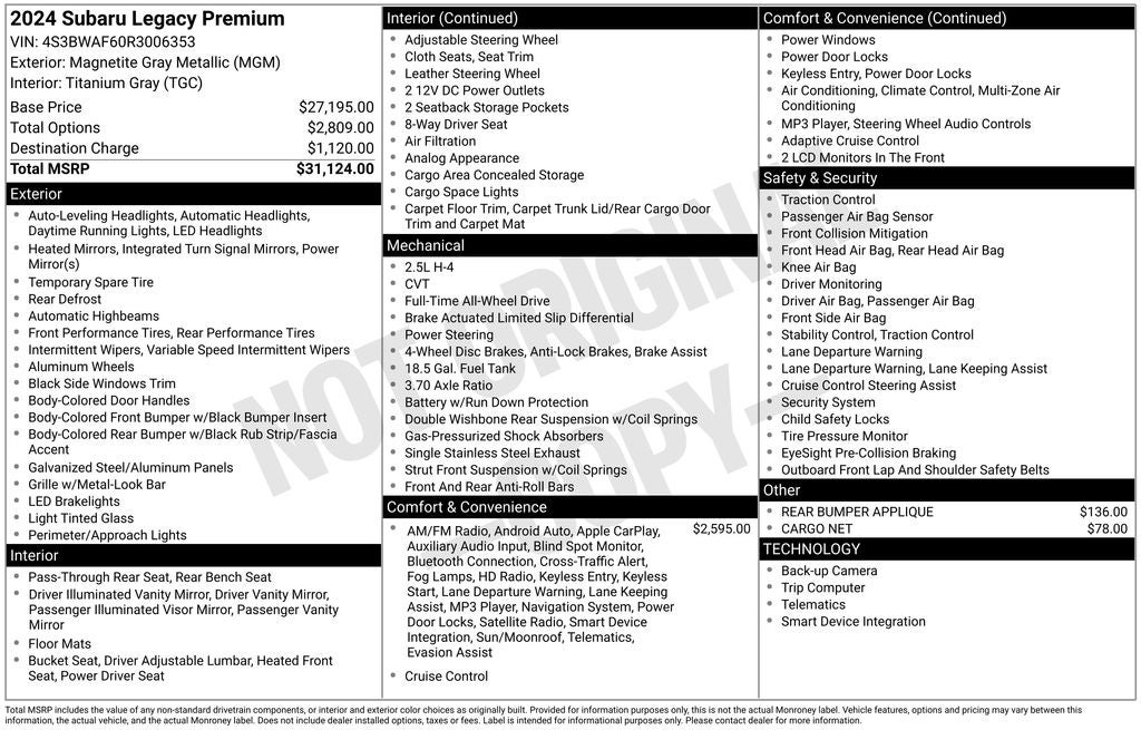 2024 Subaru Legacy Premium