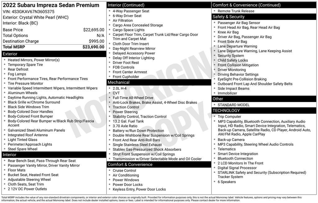 2022 Subaru Impreza Premium