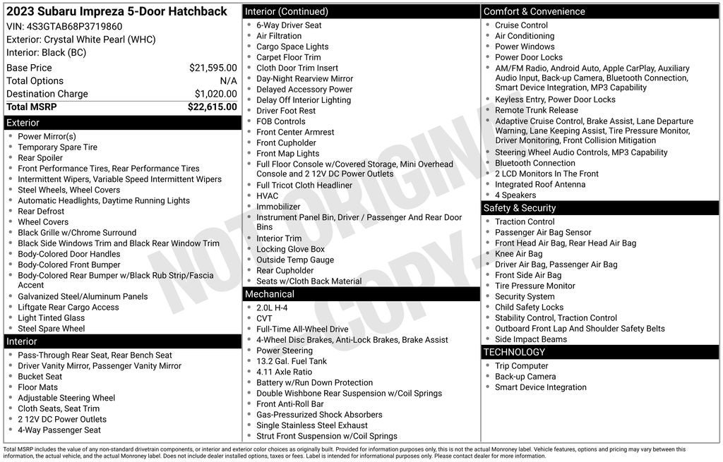 2023 Subaru Impreza Base
