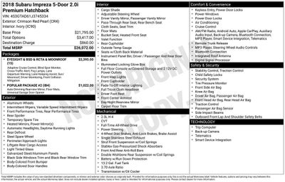 2018 Subaru Impreza 2.0i Premium