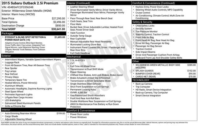 2015 Subaru Outback 2.5i Premium