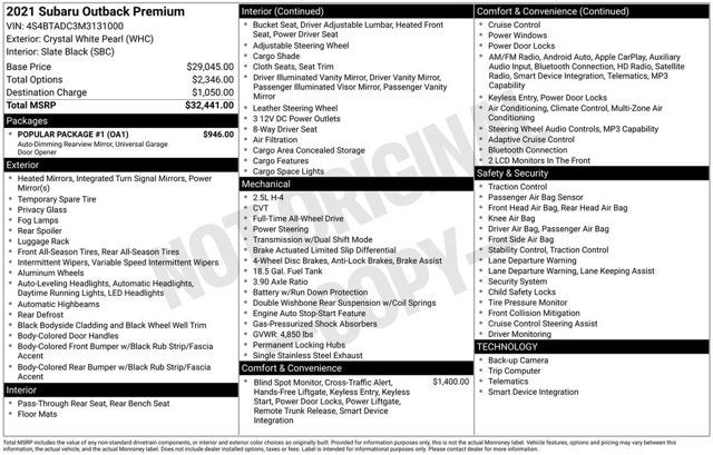 2021 Subaru Outback Premium