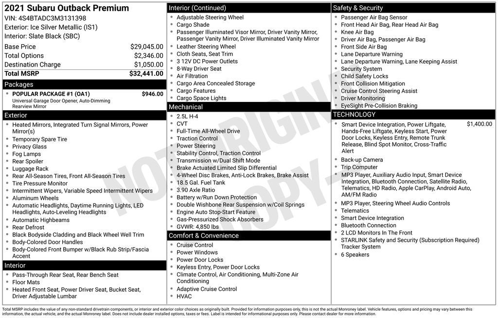 2021 Subaru Outback Premium