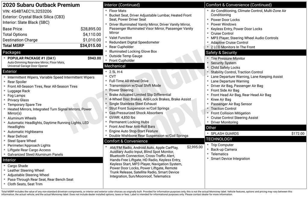 2020 Subaru Outback Premium