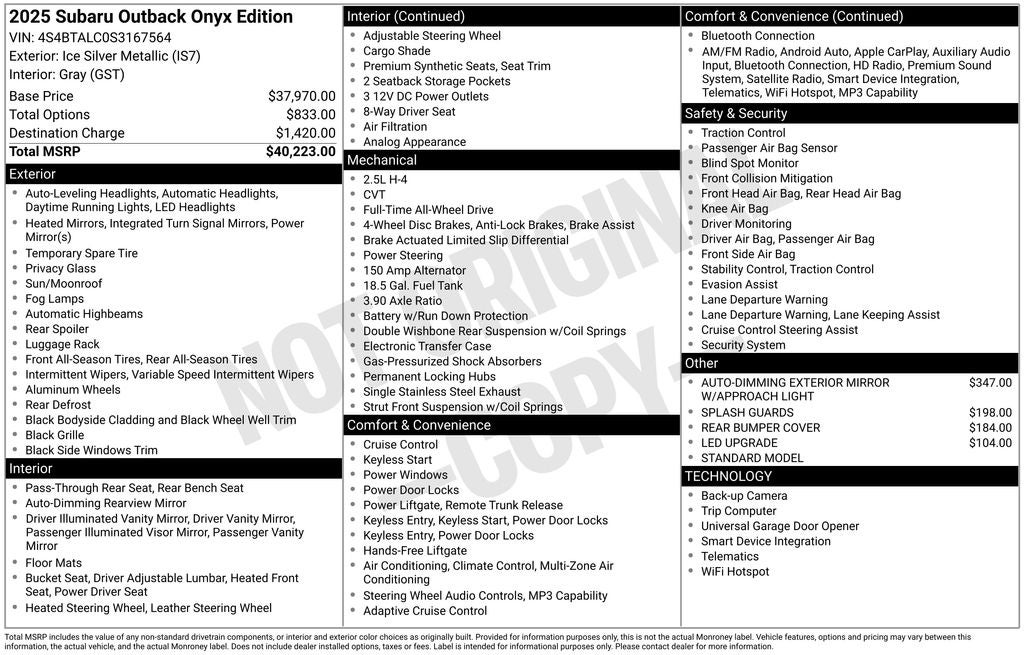 2025 Subaru Outback Onyx Edition