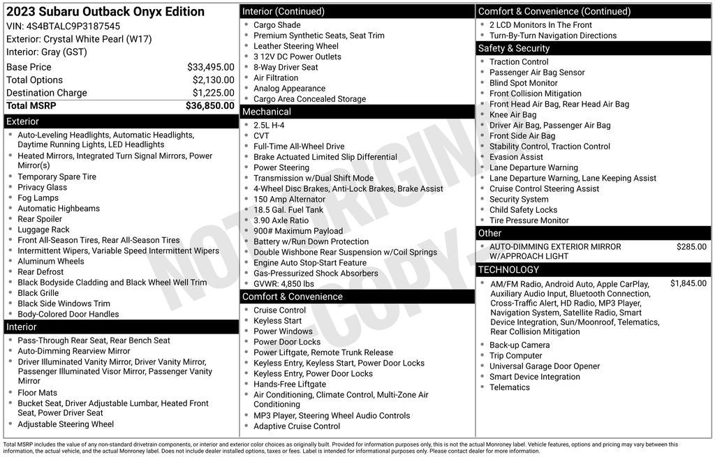 2023 Subaru Outback Onyx Edition