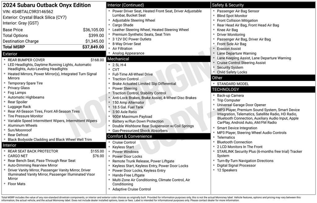 2024 Subaru Outback Onyx Edition