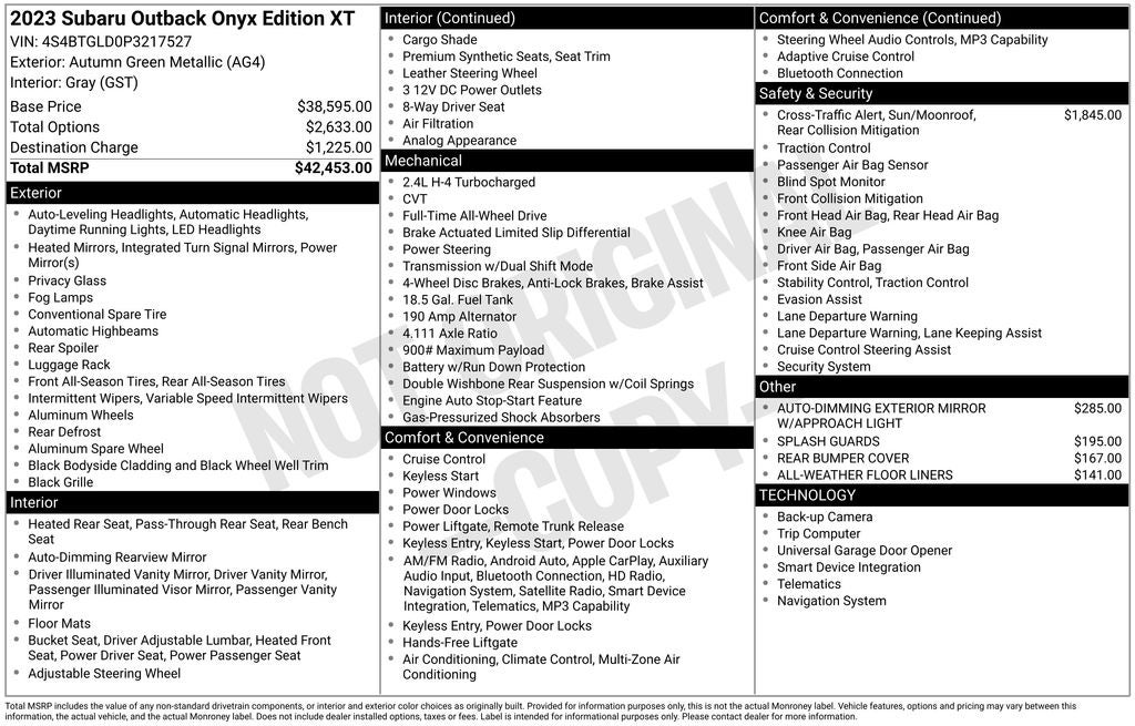 2023 Subaru Outback Onyx Edition XT