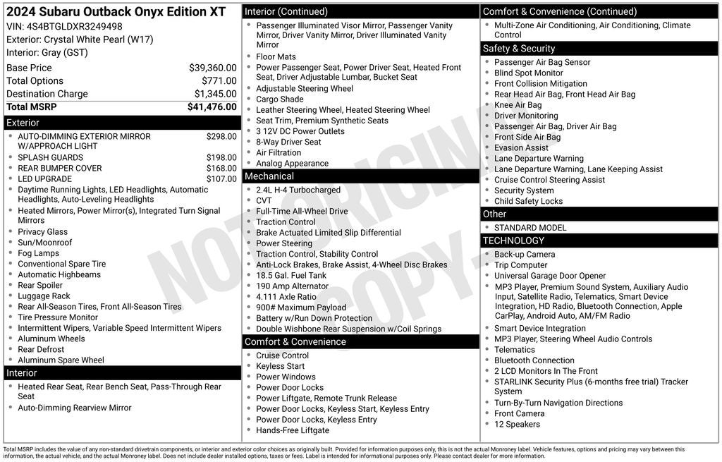 2024 Subaru Outback Onyx Edition XT