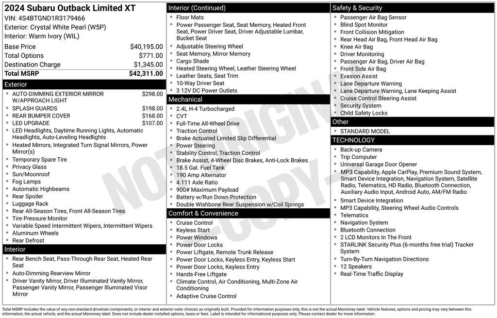 2024 Subaru Outback Limited XT