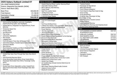 2025 Subaru Outback Limited XT