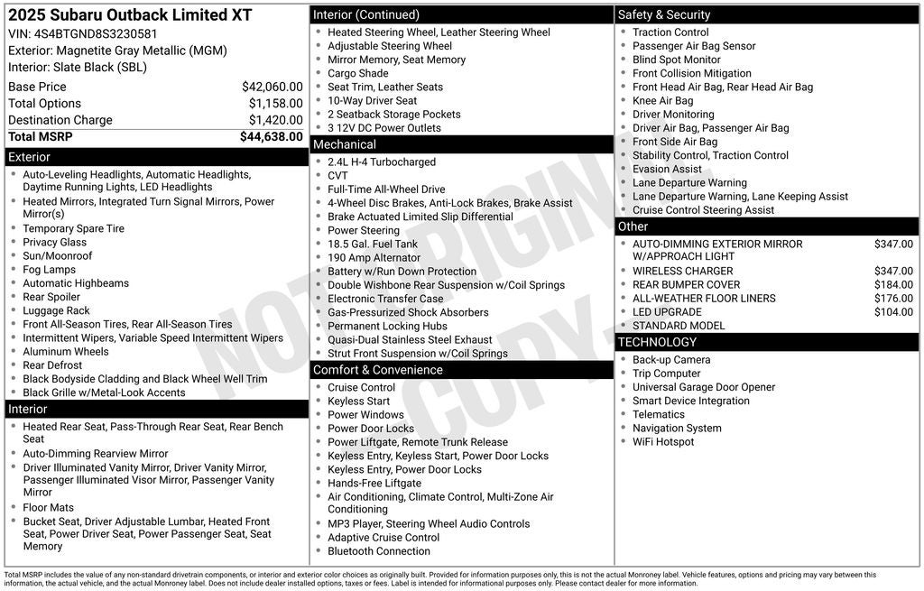 2025 Subaru Outback Limited XT