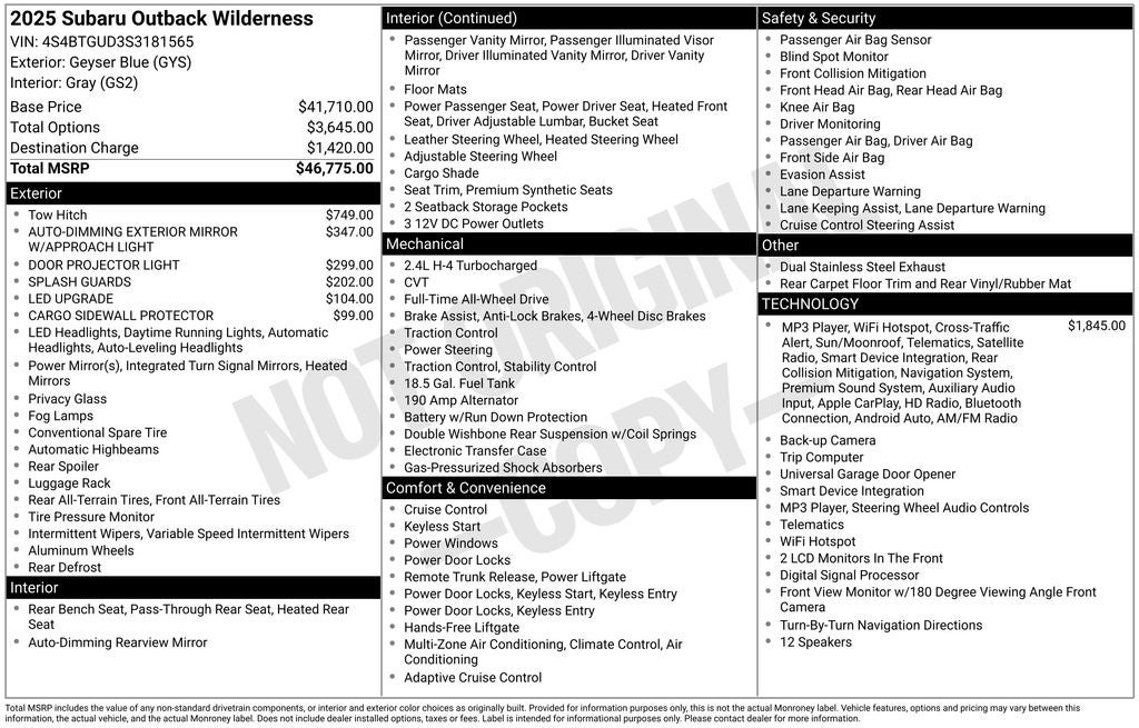 2025 Subaru Outback Wilderness