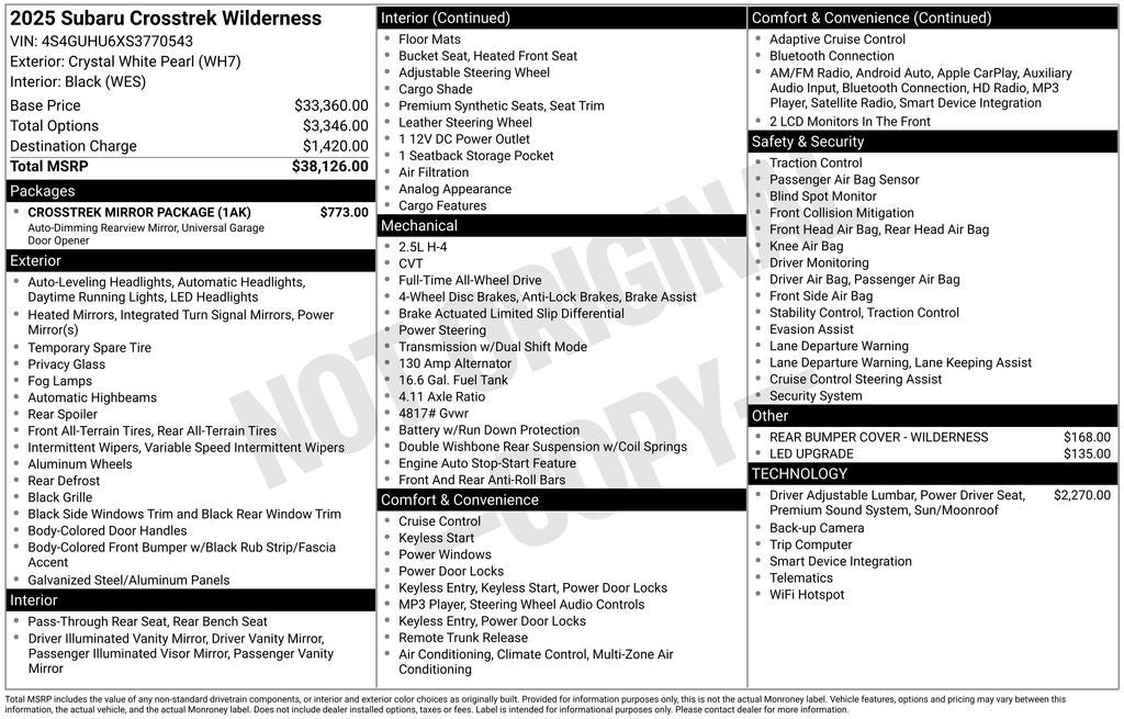 2025 Subaru Crosstrek Wilderness