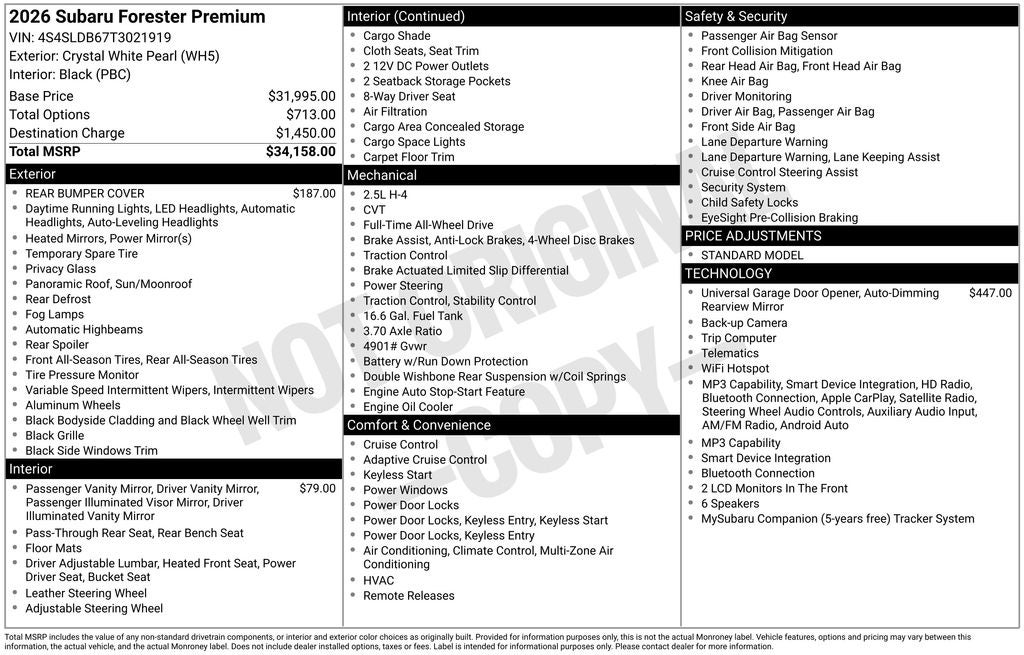 2026 Subaru Forester Premium
